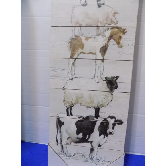 NEW Farm Animals Country Wall Art Print Rustic Home Farmhouse Wood - Picture 5 of 5